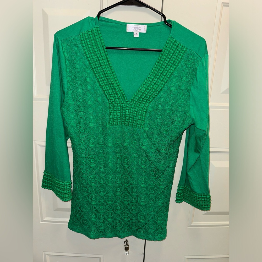 Green intricate detailed blouse